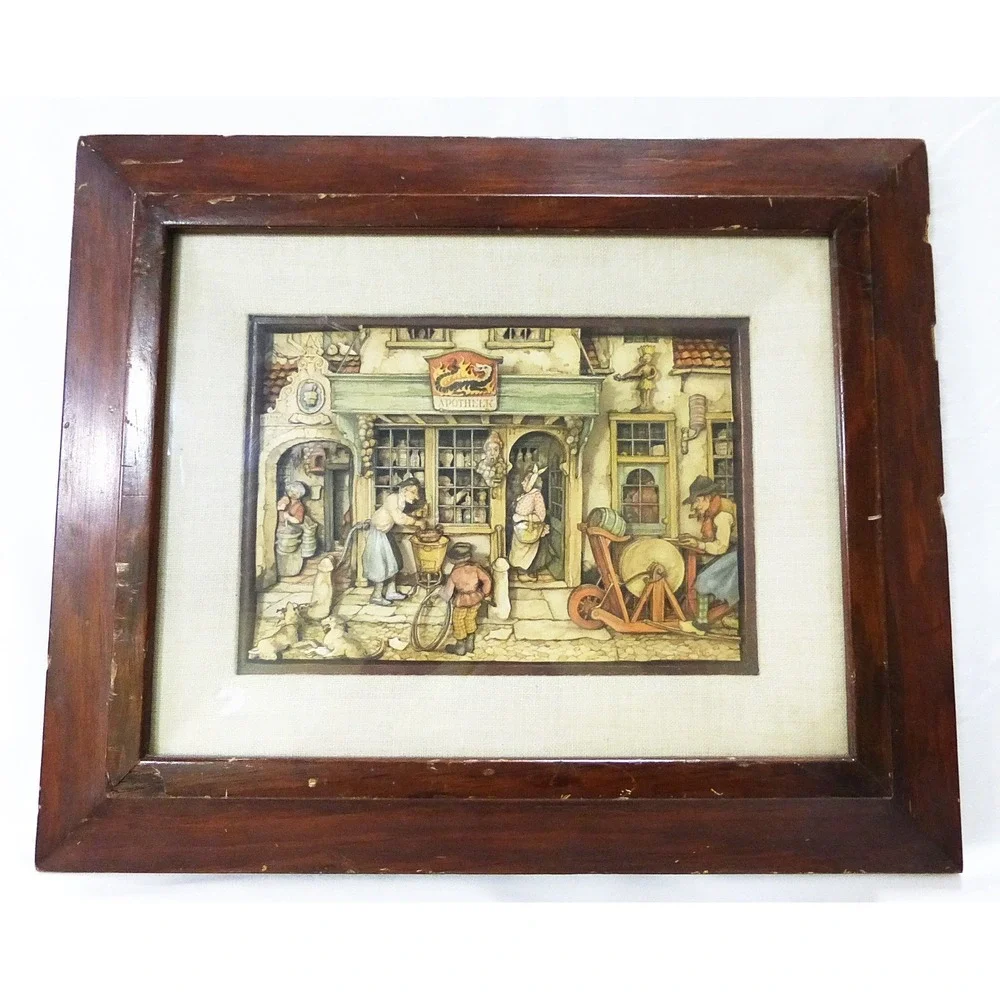Vintage‎ 3D cut paper picture in frame wall decor hanging